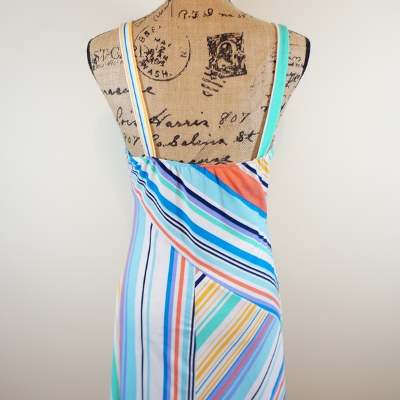 Bebop Striped Asymmetrical Midi Dress - Picture 8 of 8